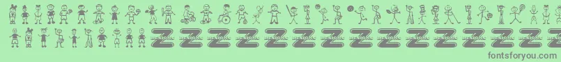 BoyCharacters Font – Gray Fonts on Green Background