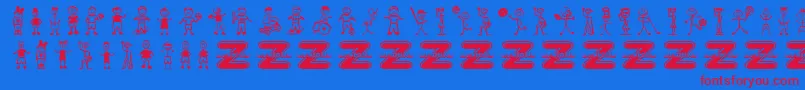 BoyCharacters Font – Red Fonts on Blue Background