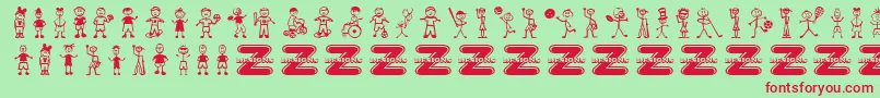 BoyCharacters Font – Red Fonts on Green Background