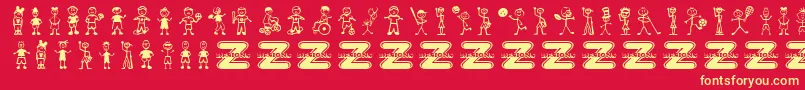 BoyCharacters Font – Yellow Fonts on Red Background