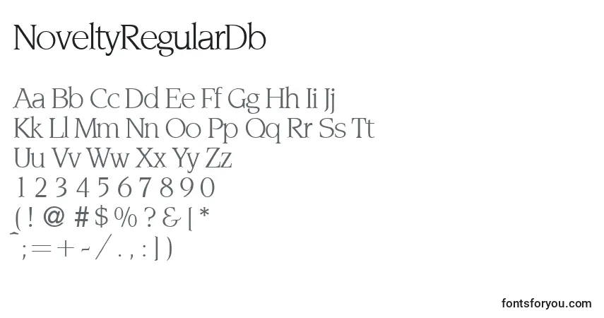 NoveltyRegularDb-fontti – aakkoset, numerot, erikoismerkit