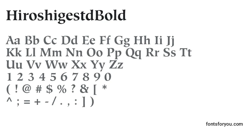 A fonte HiroshigestdBold – alfabeto, números, caracteres especiais