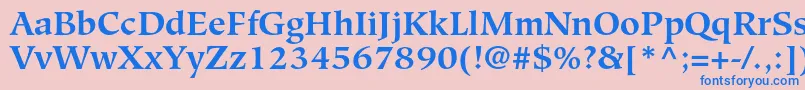 HiroshigestdBold-Schriftart – Blaue Schriften auf rosa Hintergrund