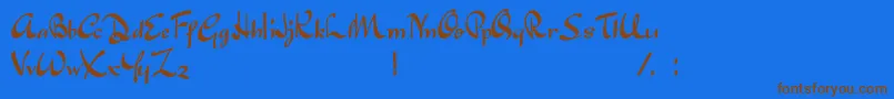 JapaneseTourist Font – Brown Fonts on Blue Background