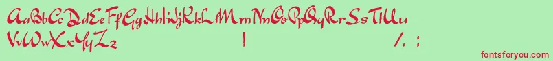 JapaneseTourist Font – Red Fonts on Green Background