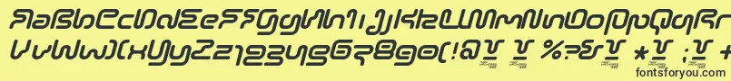 Fonte SonicEmpireV2Italic – fontes pretas em um fundo amarelo