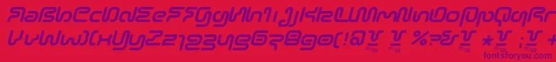 Fonte SonicEmpireV2Italic – fontes roxas em um fundo vermelho