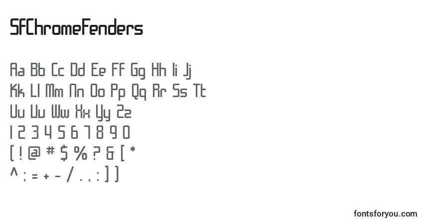 SfChromeFenders Font – alphabet, numbers, special characters