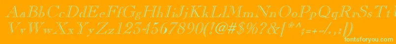 CaslonopenfaceItalic-Schriftart – Grüne Schriften auf orangefarbenem Hintergrund