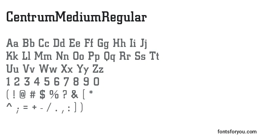 A fonte CentrumMediumRegular – alfabeto, números, caracteres especiais