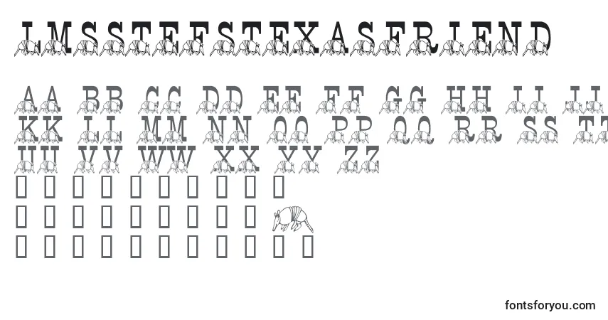 A fonte LmsStefsTexasFriend – alfabeto, números, caracteres especiais