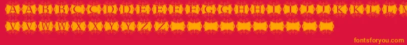 Czcionka Kerawang – pomarańczowe czcionki na czerwonym tle