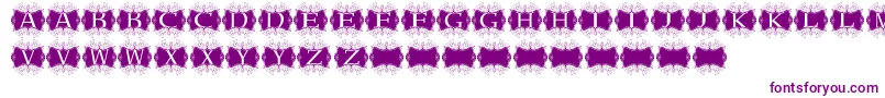 Kerawang-Schriftart – Violette Schriften auf weißem Hintergrund