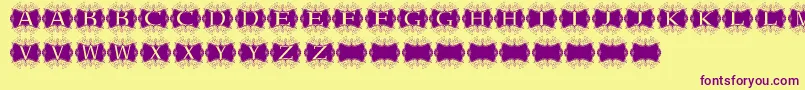 Kerawang-fontti – violetit fontit keltaisella taustalla