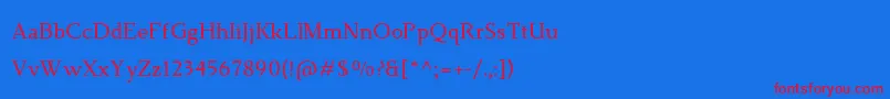 フォントTehutiBold – 赤い文字の青い背景