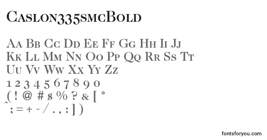 A fonte Caslon335smcBold – alfabeto, números, caracteres especiais
