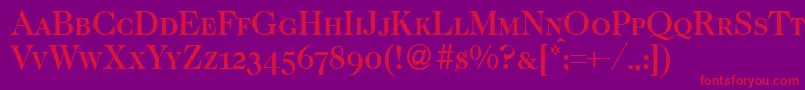 Caslon335smcBold-Schriftart – Rote Schriften auf violettem Hintergrund