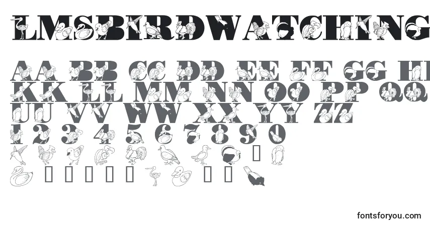 A fonte LmsBirdWatching – alfabeto, números, caracteres especiais