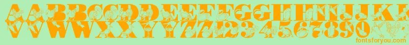 LmsBirdWatching Font – Orange Fonts on Green Background