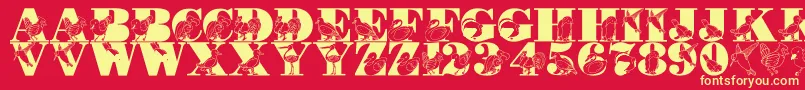 LmsBirdWatching Font – Yellow Fonts on Red Background