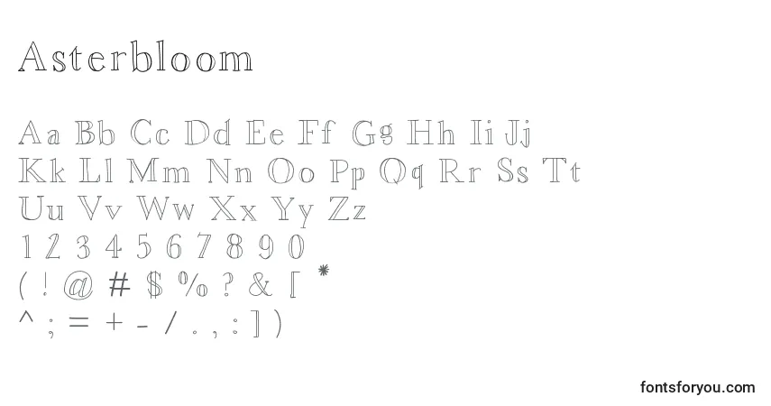 Czcionka Asterbloom – alfabet, cyfry, specjalne znaki