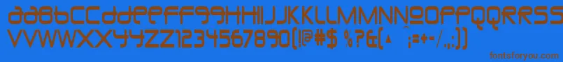 フォントUnioncityblueRegular – 茶色の文字が青い背景にあります。