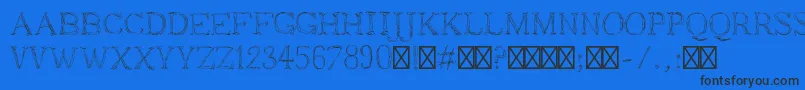 FresszettelRegular-Schriftart – Schwarze Schriften auf blauem Hintergrund