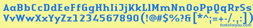 フォントLinotypeAuthenticSerifMedium – 青い文字が黄色の背景にあります。