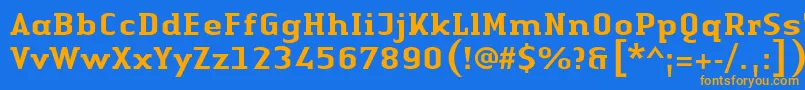 フォントLinotypeAuthenticSerifMedium – オレンジ色の文字が青い背景にあります。