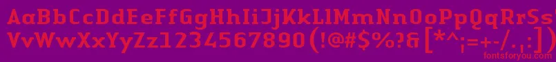 LinotypeAuthenticSerifMedium-Schriftart – Rote Schriften auf violettem Hintergrund