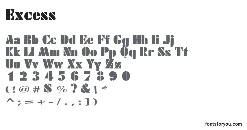 Excess Font – alphabet, numbers, special characters