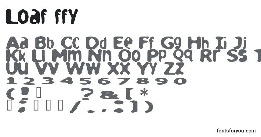 Czcionka Loaf ffy – alfabet, cyfry, specjalne znaki
