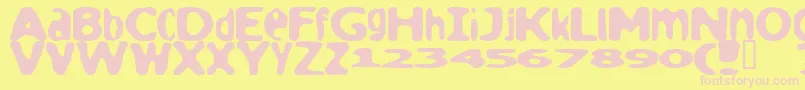 Loaf ffy-Schriftart – Rosa Schriften auf gelbem Hintergrund