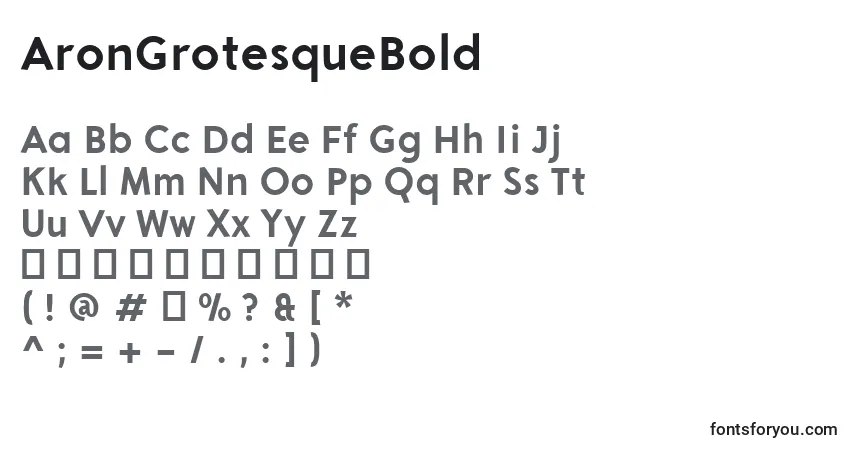Шрифт AronGrotesqueBold – алфавит, цифры, специальные символы