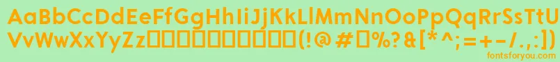 フォントAronGrotesqueBold – オレンジの文字が緑の背景にあります。