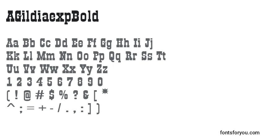 Schriftart AGildiaexpBold – Alphabet, Zahlen, spezielle Symbole