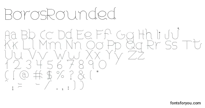 Schriftart BorosRounded – Alphabet, Zahlen, spezielle Symbole