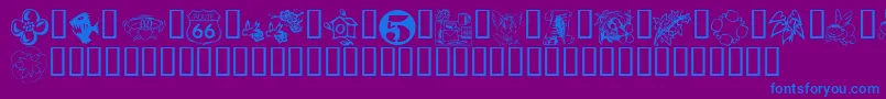 フォントKrKatlingsFifteen – 紫色の背景に青い文字