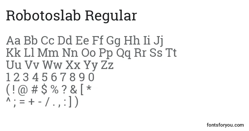 Czcionka Robotoslab Regular – alfabet, cyfry, specjalne znaki