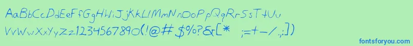 DansHand Font – Blue Fonts on Green Background
