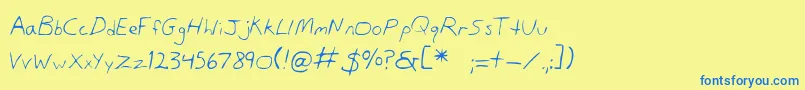 DansHand Font – Blue Fonts on Yellow Background