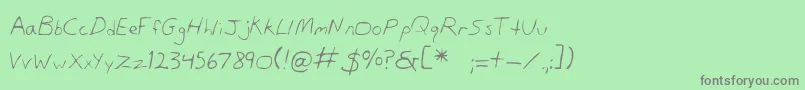 フォントDansHand – 緑の背景に灰色の文字