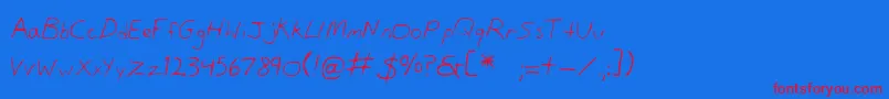 DansHand-Schriftart – Rote Schriften auf blauem Hintergrund