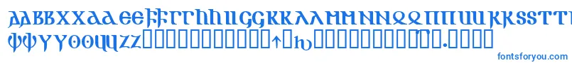 フォントGotik – 白い背景に青い文字