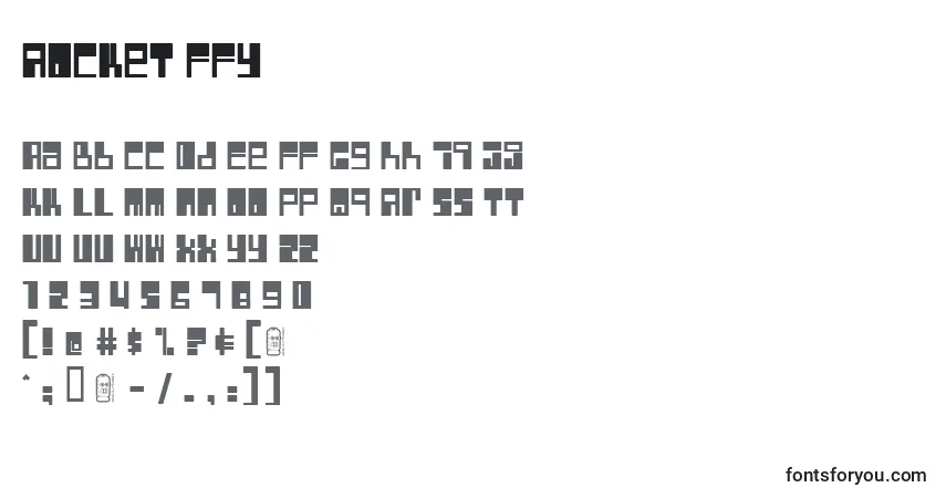 Schriftart Rocket ffy – Alphabet, Zahlen, spezielle Symbole