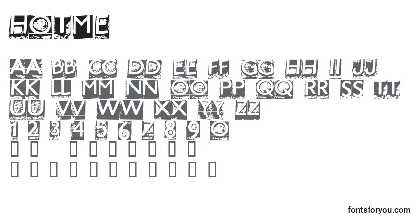 Czcionka Hotme – alfabet, cyfry, specjalne znaki