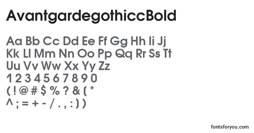A fonte AvantgardegothiccBold – alfabeto, números, caracteres especiais