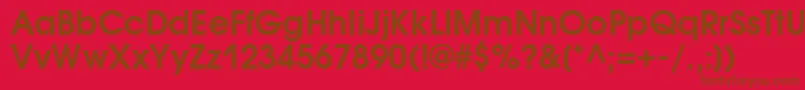 Weitere Informationen zur AvantgardegothiccBold-Schriftart AvantgardegothiccBold-Schriftart – Braune Schriften auf rotem Hintergrund