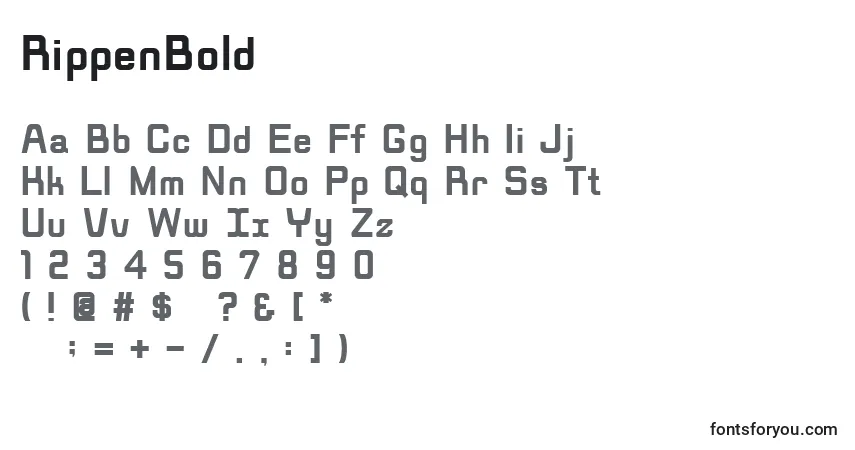 Шрифт RippenBold – алфавит, цифры, специальные символы
