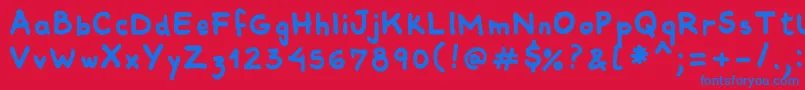フォントComiquitasans – 赤い背景に青い文字